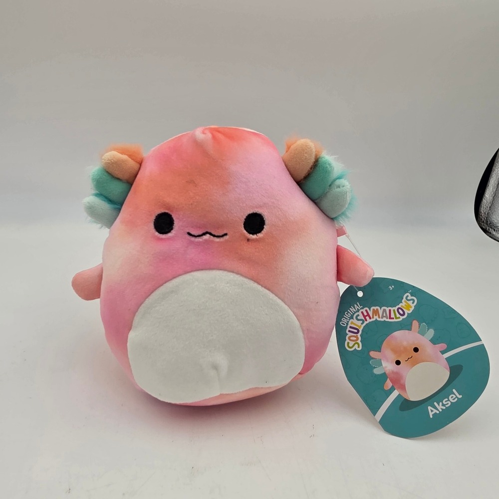 Squishmallows Aksel the Axolotl 5 Inch Pink Orange Tie Dye Plush Toy NWT N4